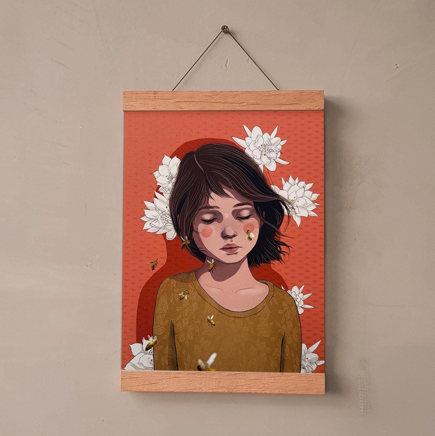 Bee Girl Wall Art - 8.5x11 Art Print