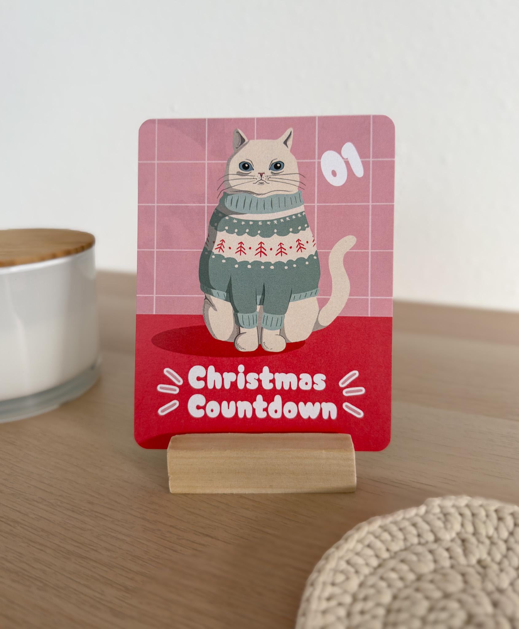 Advent Cat Christmas Countdown Calendar Cards | Desk Decor