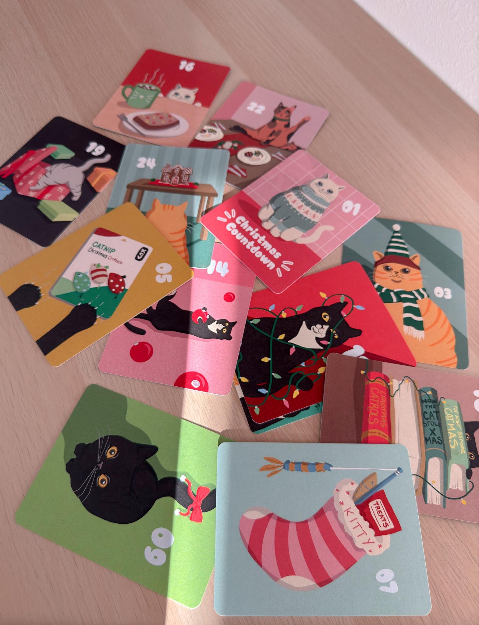 Advent Cat Christmas Countdown Calendar Cards | Desk Decor