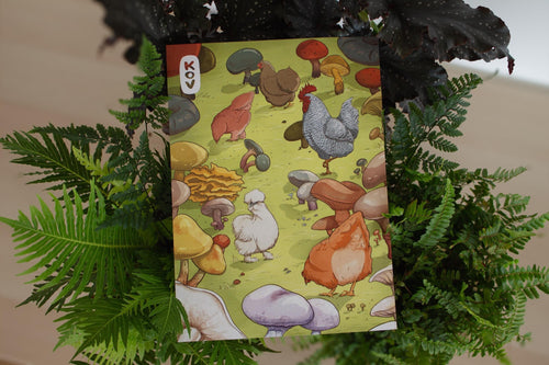 8x11 Art Print - Chickens & Mushrooms