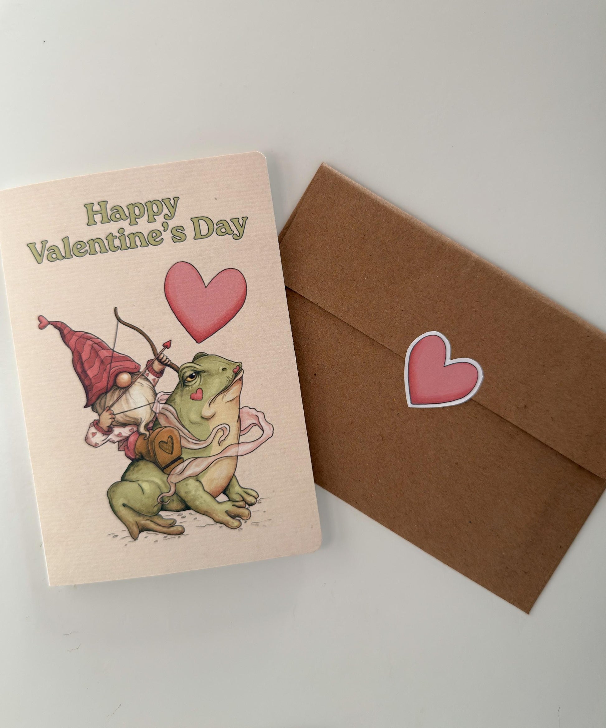 4x6 Personalized Valentine's Day Card - Funny Gnome & Frog