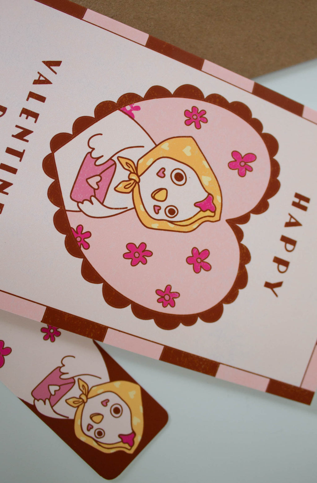Cute Chicken Valentine's Day Card with Bookmark | 4x6 Greeting Card