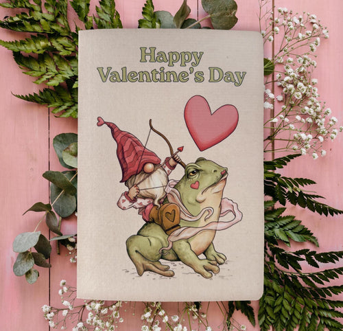 4x6 Personalized Valentine's Day Card - Funny Gnome & Frog