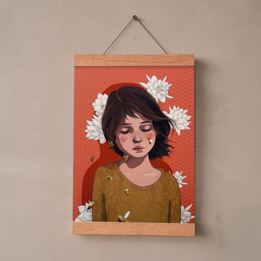 Bee Girl Wall Art - 8.5x11 Art Print