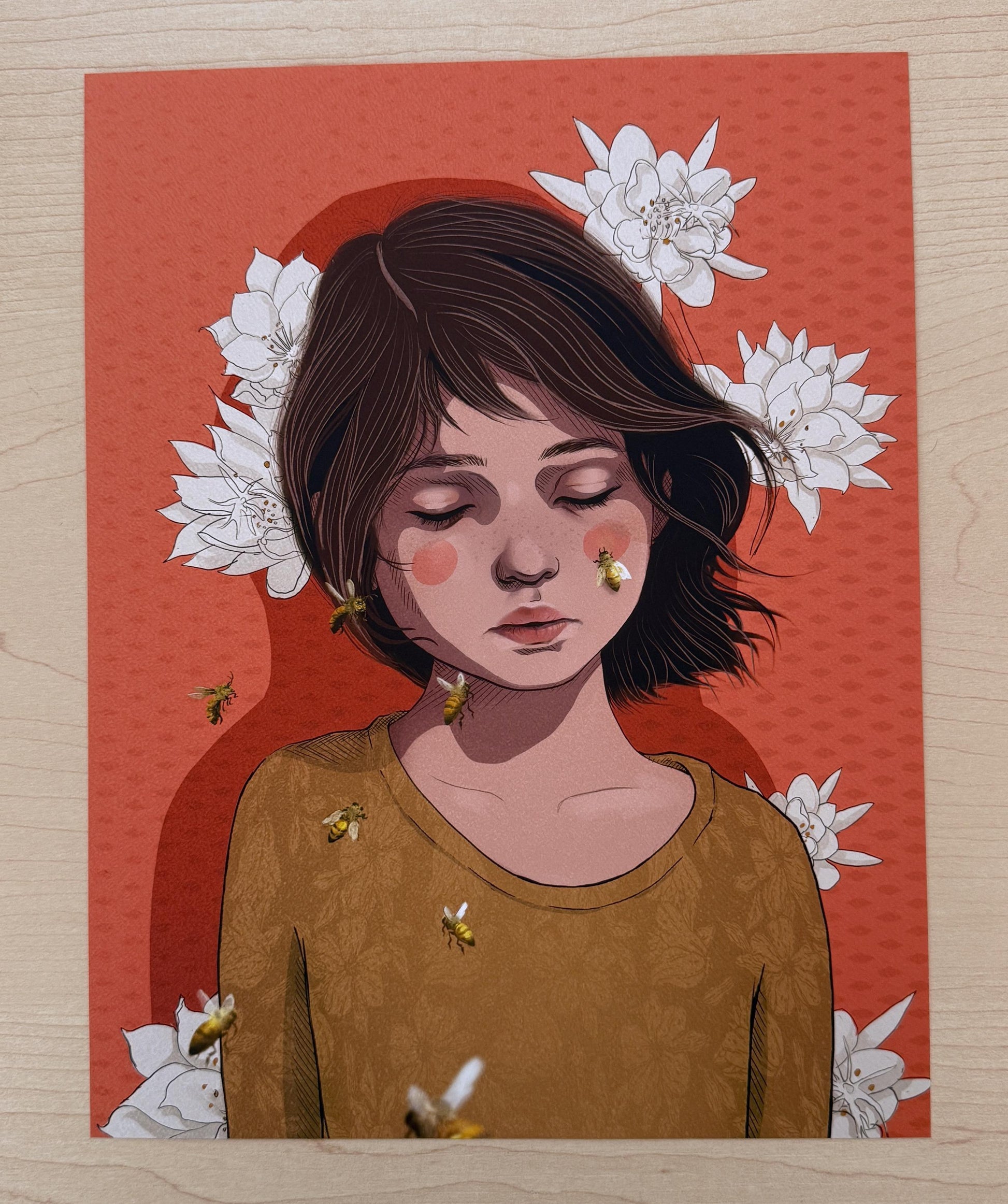 Bee Girl Wall Art - 8.5x11 Art Print