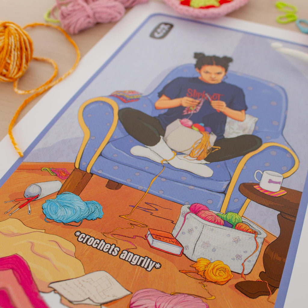 8x11 Art Print - Crochet Girl - Wall Art