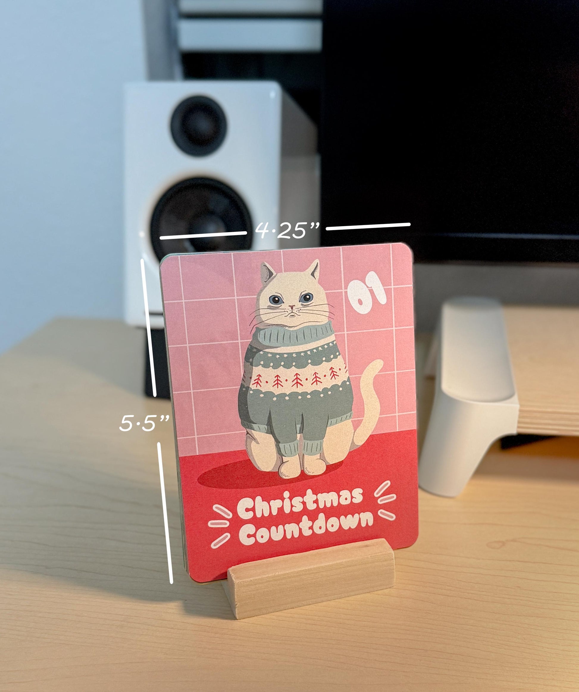 Advent Cat Christmas Countdown Calendar Cards | Desk Decor