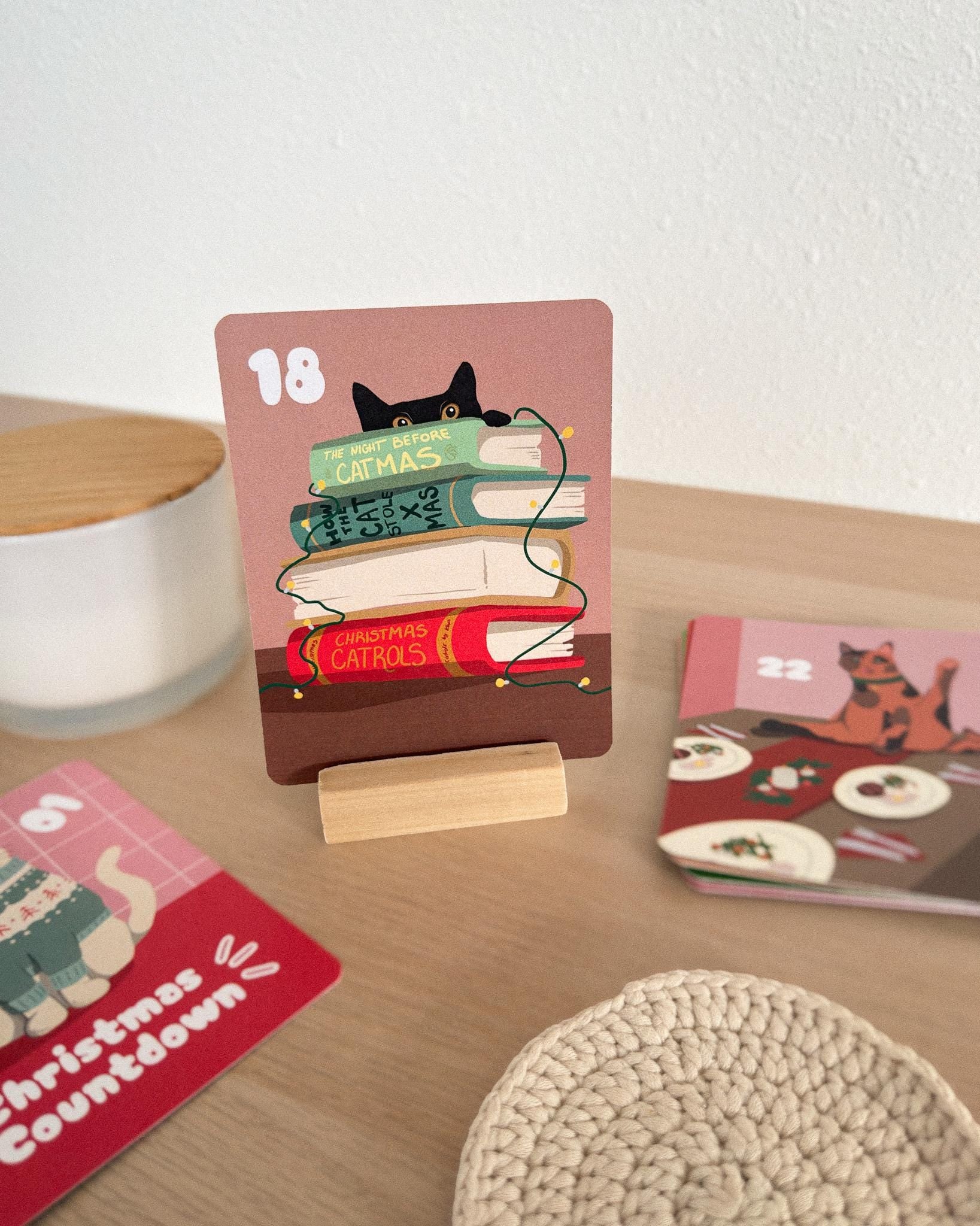 Advent Cat Christmas Countdown Calendar Cards | Desk Decor