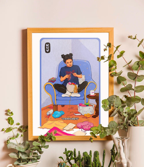 8x11 Art Print - Crochet Girl - Wall Art