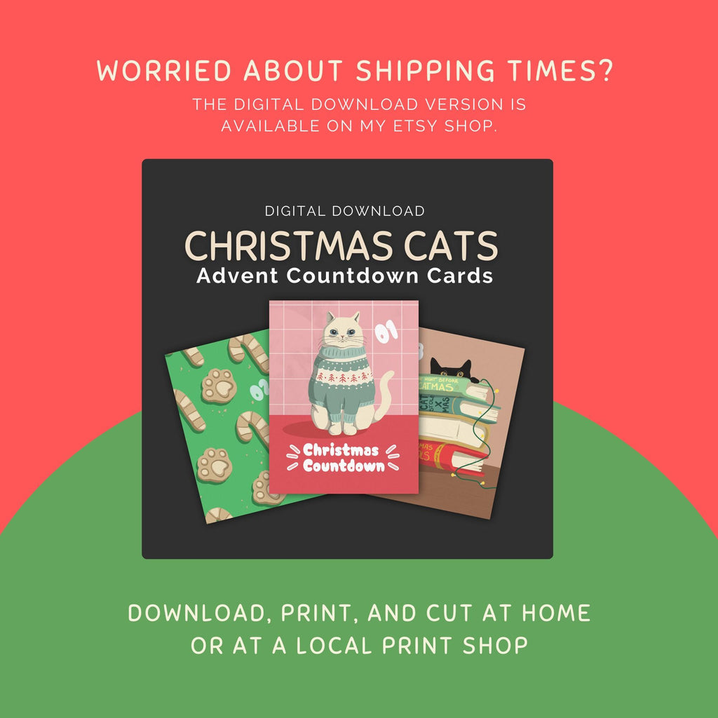 Advent Cat Christmas Countdown Calendar Cards | Desk Decor