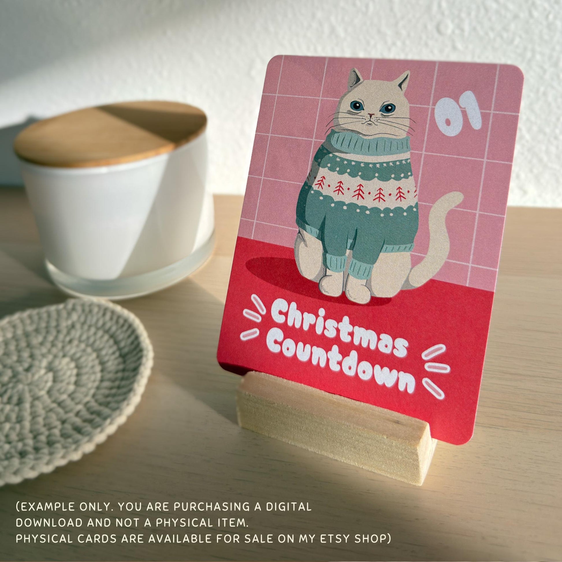 Christmas Cats - Advent Countdown Calendar Cards - Digital Download